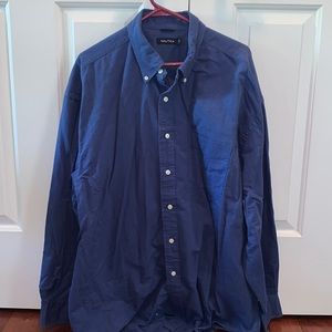 NAUTICA navy blue button down shirt